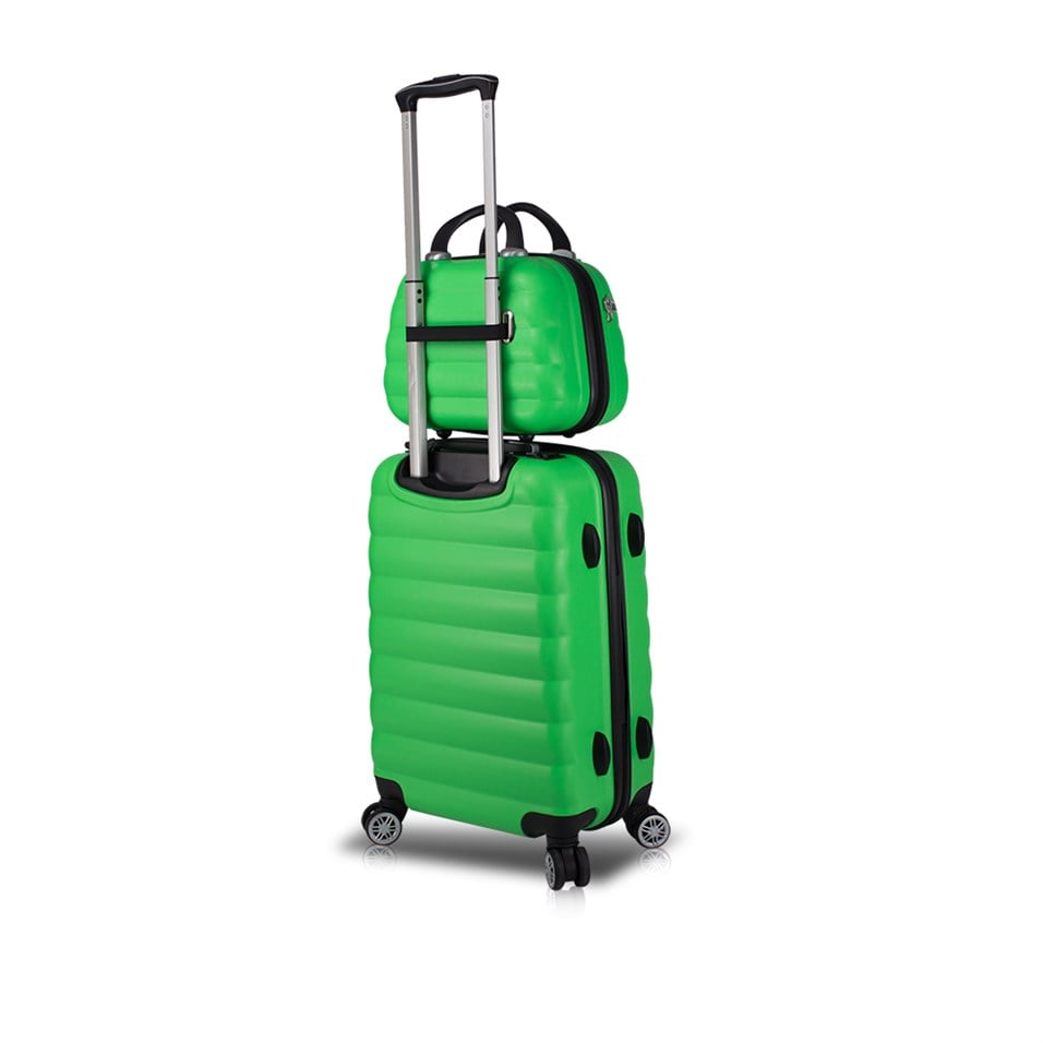 My Valice Smart Bag Colors Usb Şarj Girişli 2'li Valiz Seti (Orta ve Makyaj) Yeşil