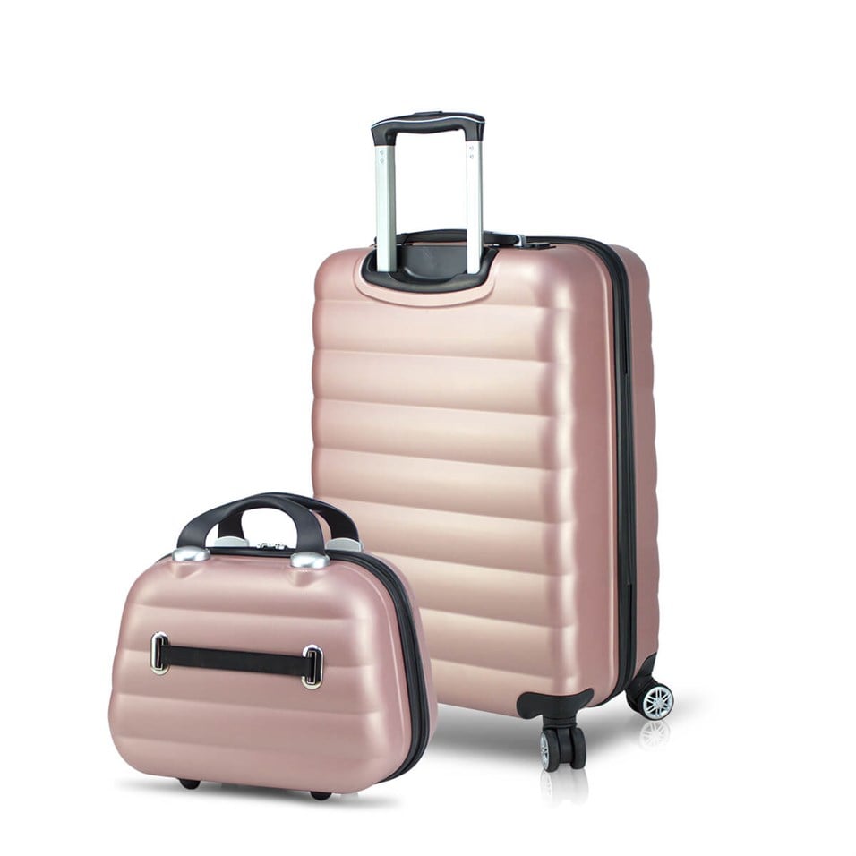 My Valice Smart Bag Colors Usb Şarj Girişli 2'li Valiz Seti (Kabin ve Makyaj) Rose