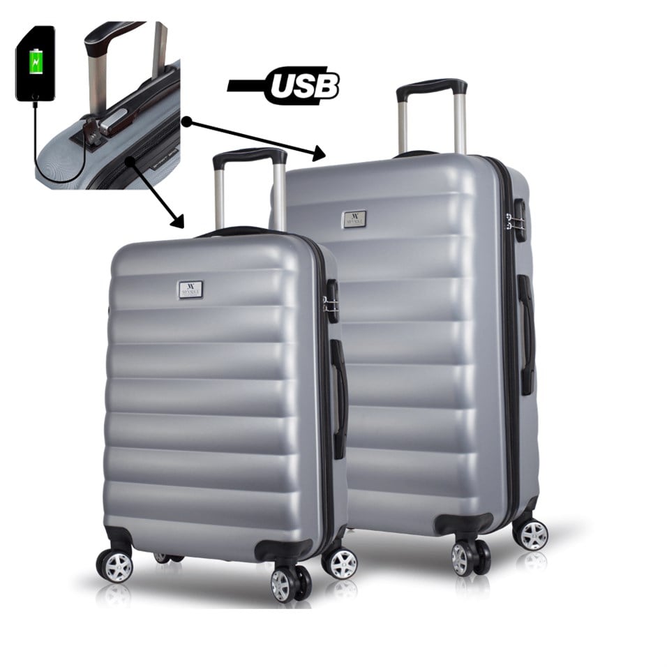 My Valice Smart Bag Colors Usb Şarj Girişli 2'li Valiz Seti (Büyük ve Orta) Gri