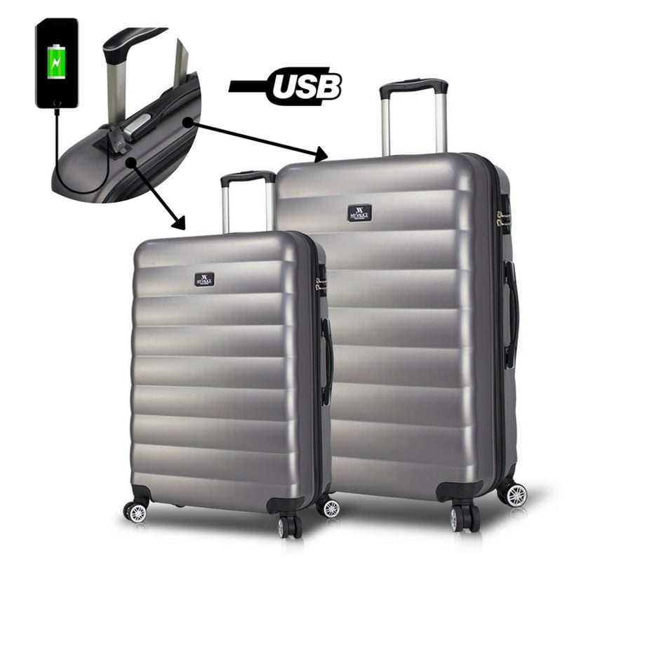 My Valice Smart Bag Colors Usb Şarj Girişli 2'li Valiz Seti (Büyük ve Orta) Antrasit