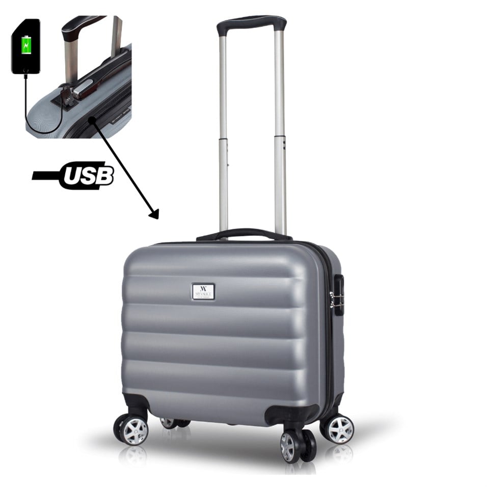 My Valice Smart Bag Colors Usb Şarj Girişli Hostes Pilot Boy Valiz Gri
