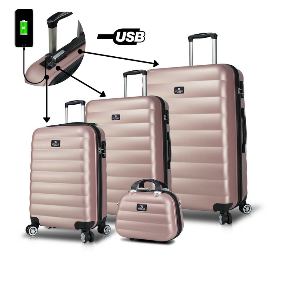 My Valice Smart Bag Colors Usb Şarj Girişli 4'lü Valiz Seti (Travel Set) Rose