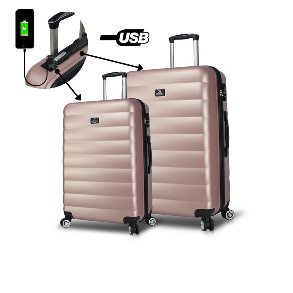 My Valice Smart Bag Colors Usb Şarj Girişli 2'li Valiz Seti (Büyük ve Orta) Rose