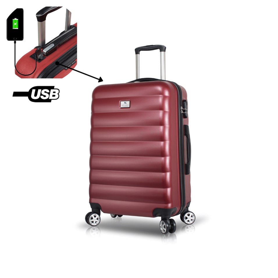 My Valice Smart Bag Colors Usb Şarj Girişli Orta Boy Valiz Bordo
