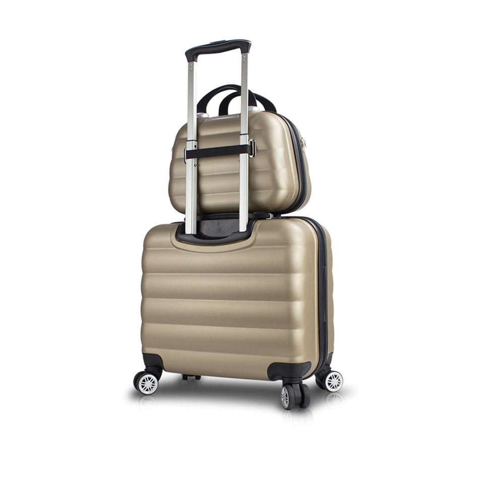 My Valice Smart Bag Colors Usb Şarj Girişli 2'li Valiz Seti (Pilot ve Makyaj) Gold