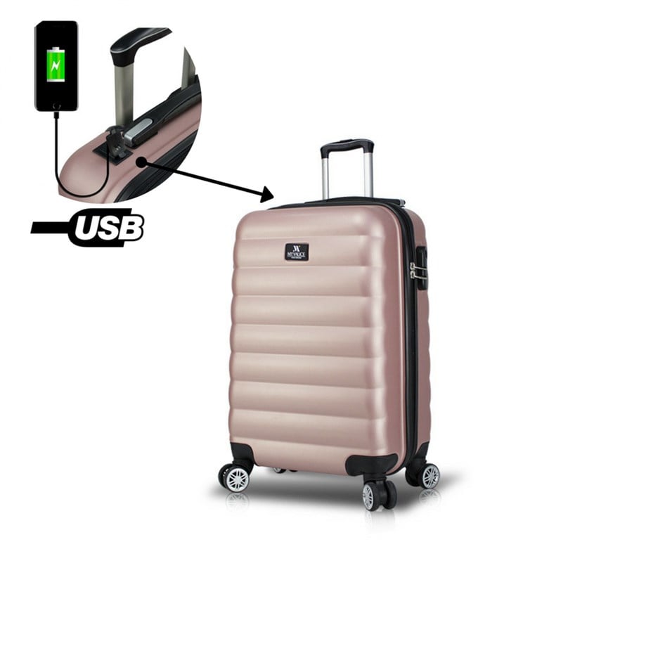 My Valice Smart Bag Colors Usb Şarj Girişli Kabin Boy Valiz Rose