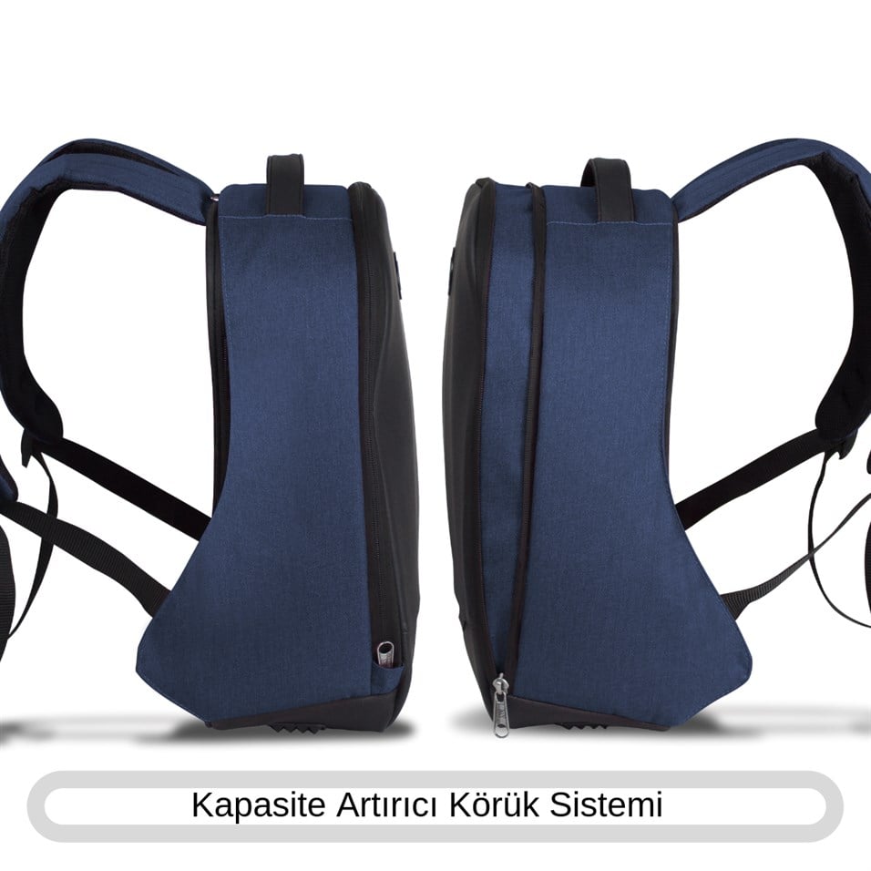 My Valice Smart Bag COSMO Usb Şarj Girişli Körüklü Notebook Sırt Çantası  Lacivert