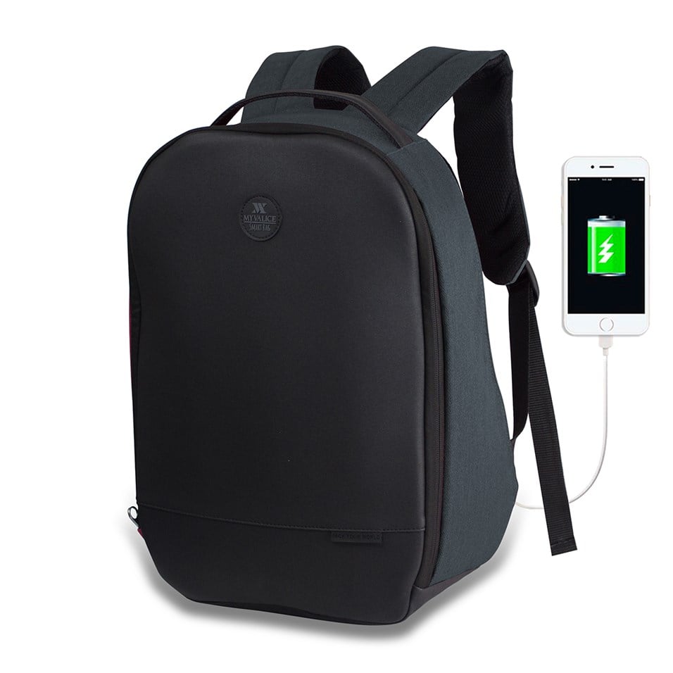 My Valice Smart Bag COSMO Usb Şarj Girişli Körüklü Notebook Sırt Çantası Füme