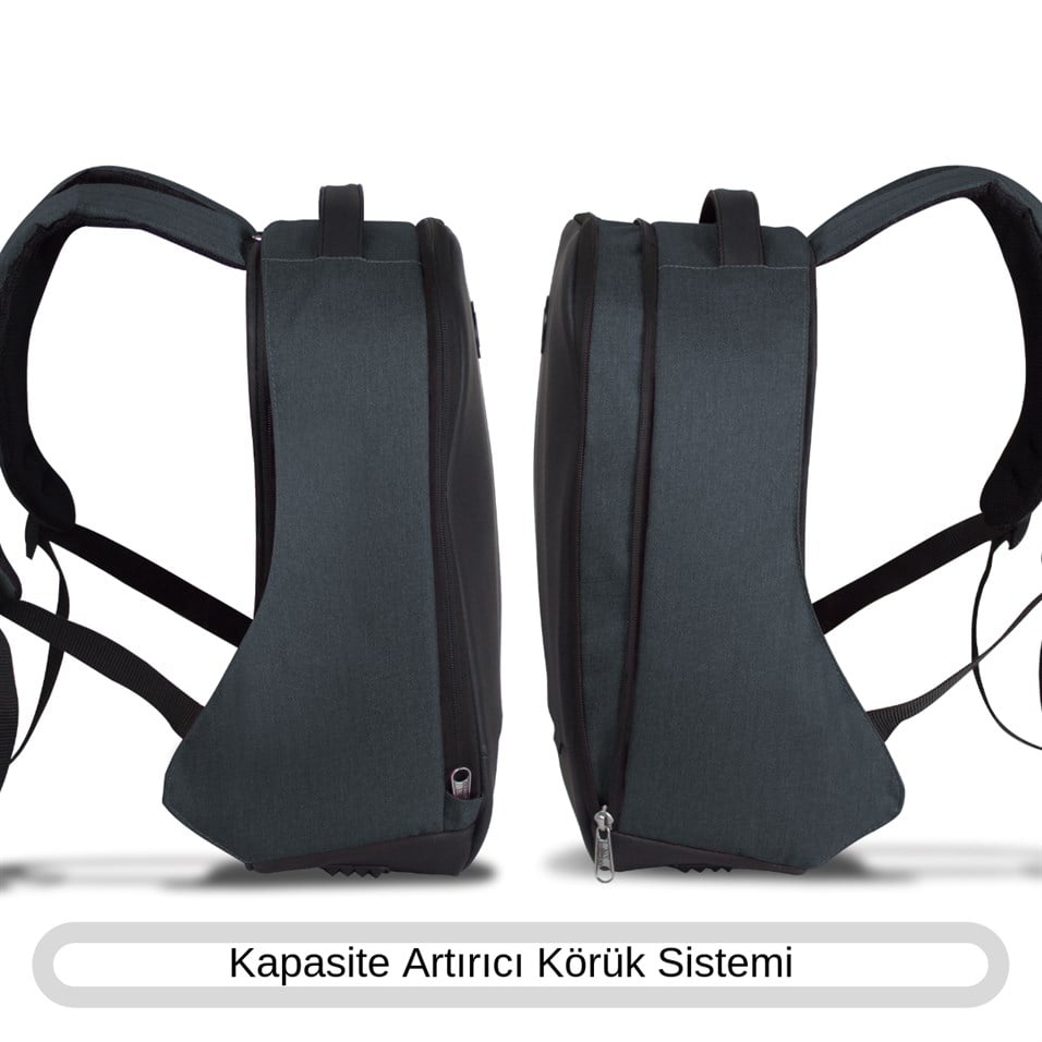 My Valice Smart Bag COSMO Usb Şarj Girişli Körüklü Notebook Sırt Çantası Füme