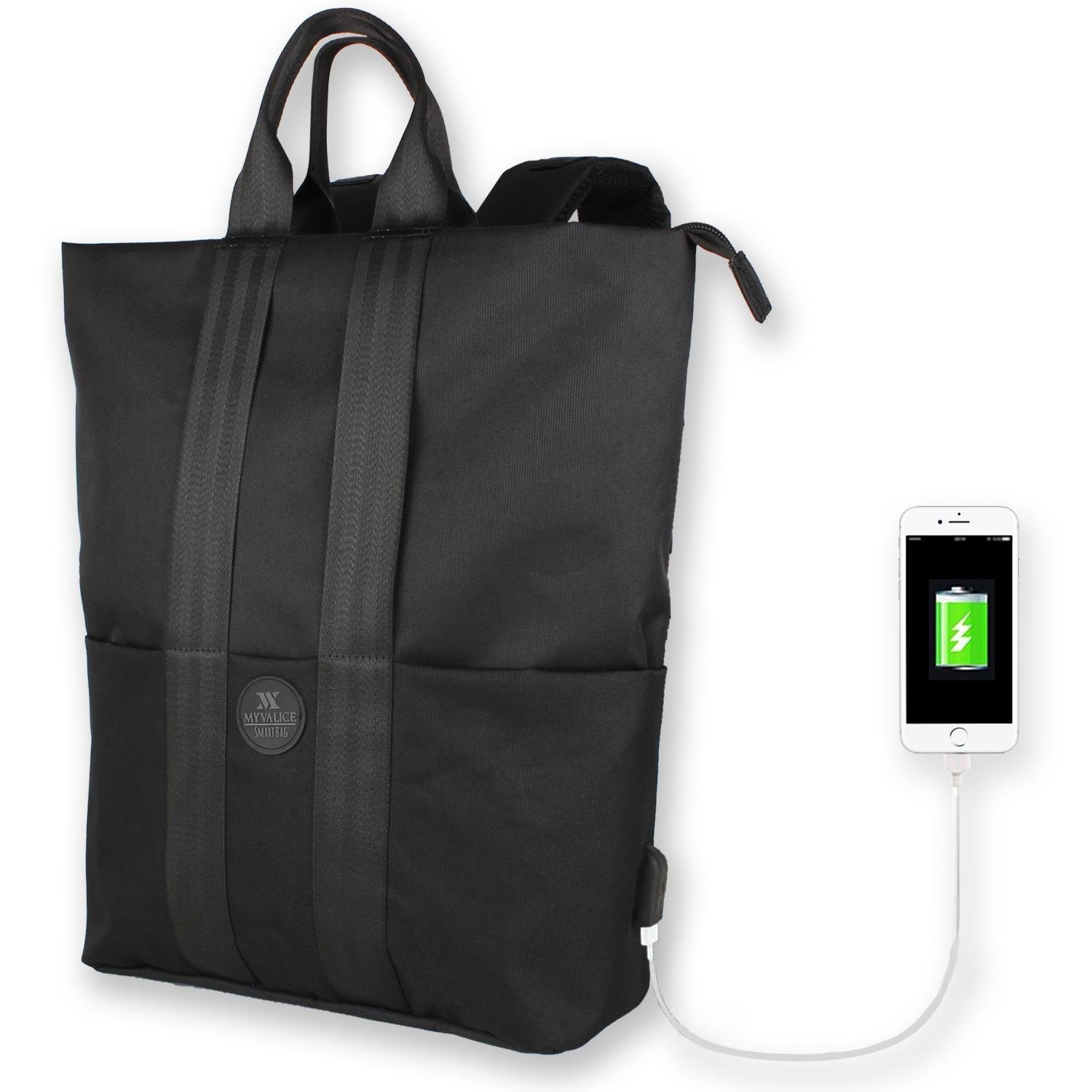 My Valice Smart Bag Elegant Usb Şarj Girişli Laptop Bölmeli Notebook Sırt Çantası Siyah