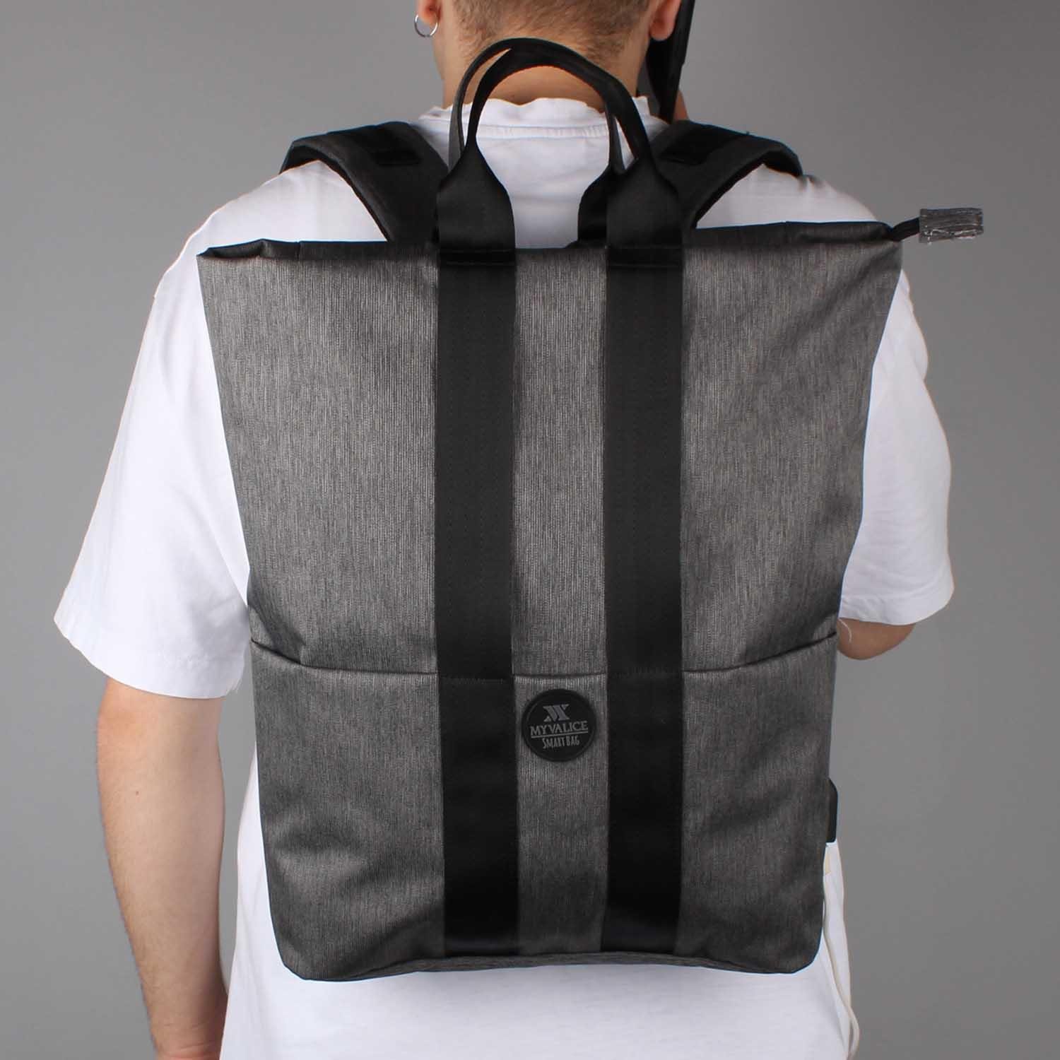 My Valice Smart Bag Elegant Usb Şarj Girişli Laptop Bölmeli Notebook Sırt Çantası Füme