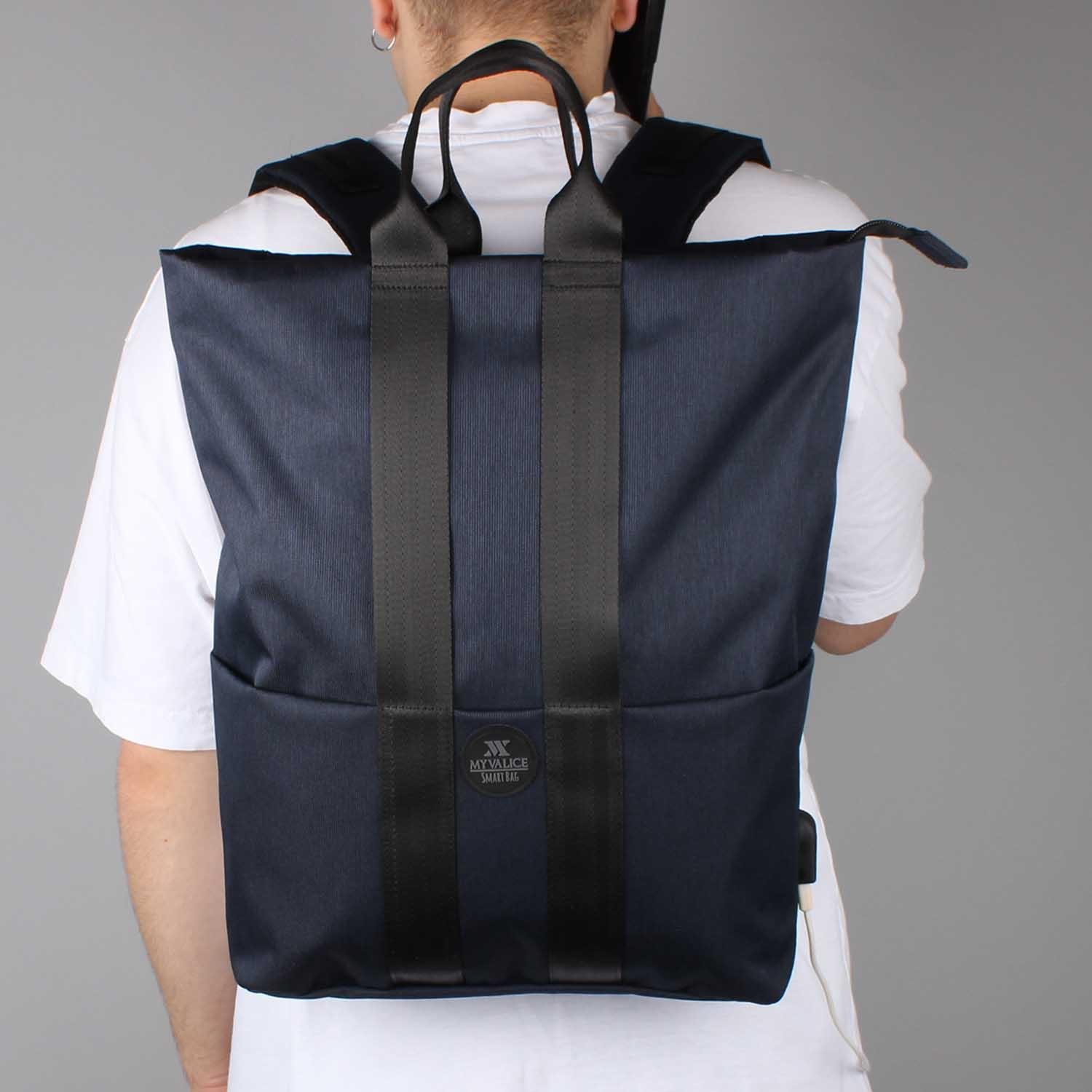 My Valice Smart Bag Elegant Usb Şarj Girişli Laptop Bölmeli Notebook Sırt Çantası Lacivert