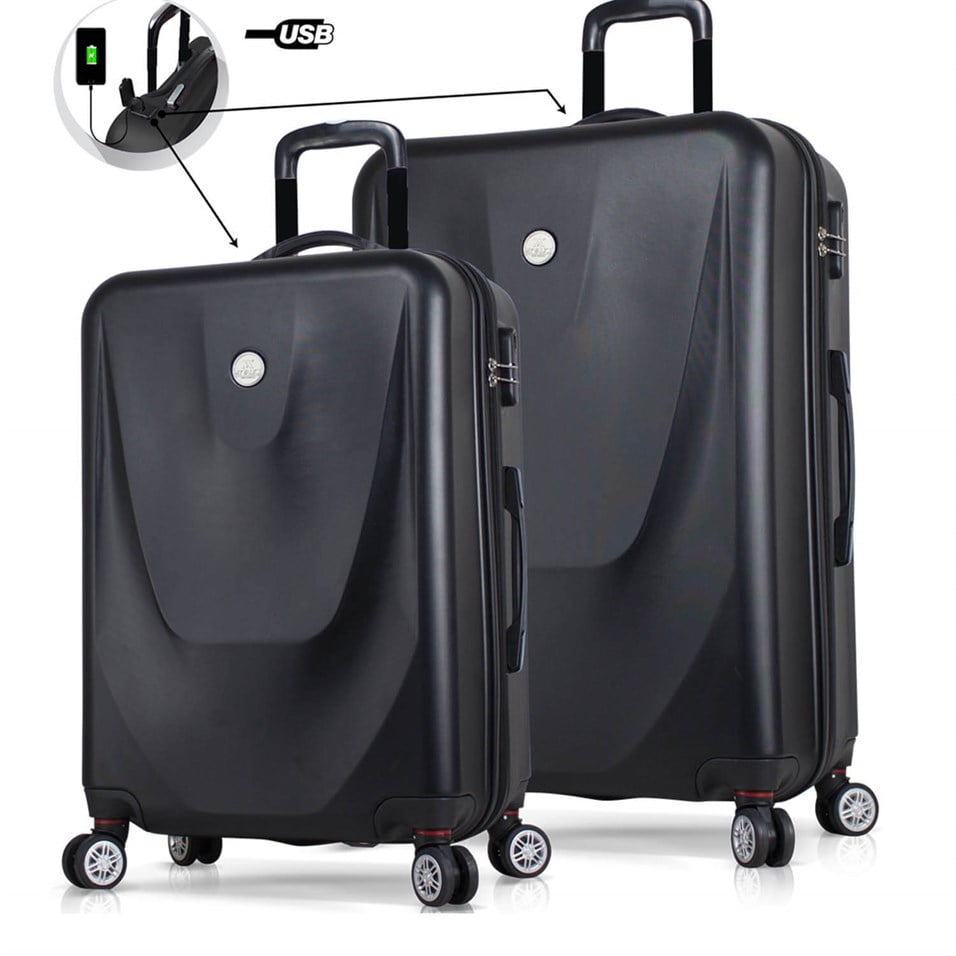 My Valice Smart Bag Energy Usb Şarj Girişli 2'li Valiz Seti (Büyük ve Orta) Siyah