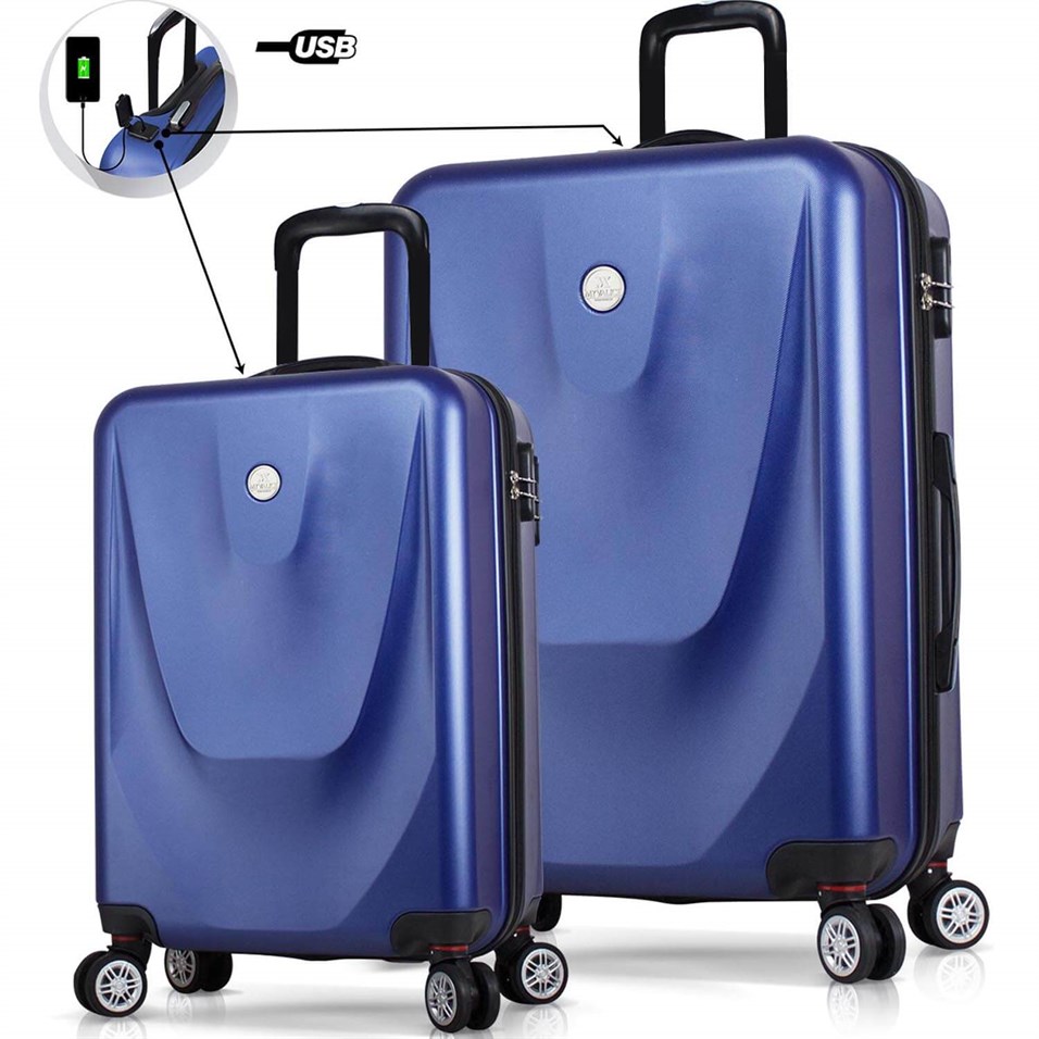 My Valice Smart Bag Energy Usb Şarj Girişli 2'li Valiz Seti (Kabin ve Büyük) Lacivert