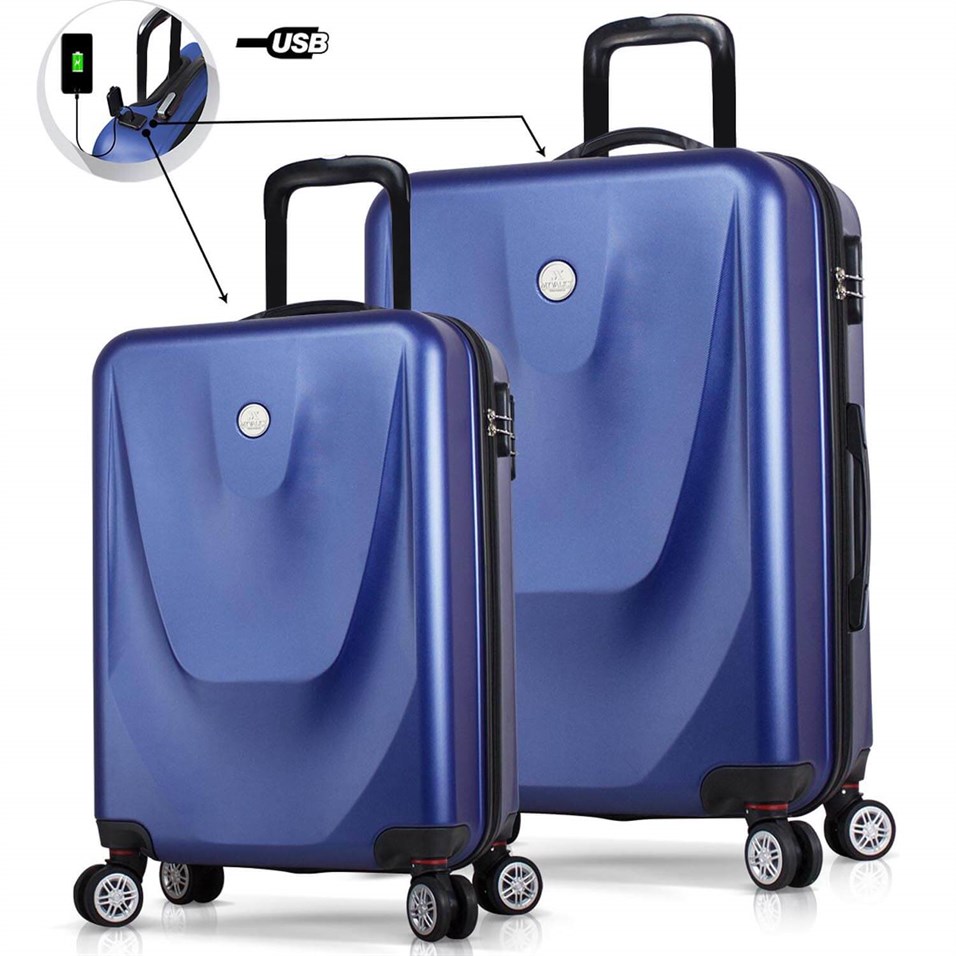 My Valice Smart Bag Energy Usb Şarj Girişli 2'li Valiz Seti (Kabin ve Orta) Lacivert