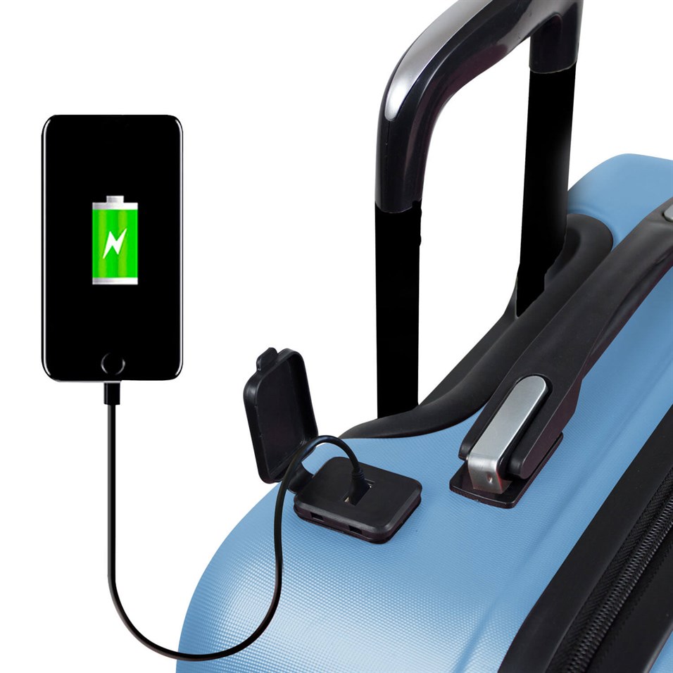 My Valice Smart Bag Energy Usb Şarj Girişli Küçük Kabin Boy Abs Valiz Mavi
