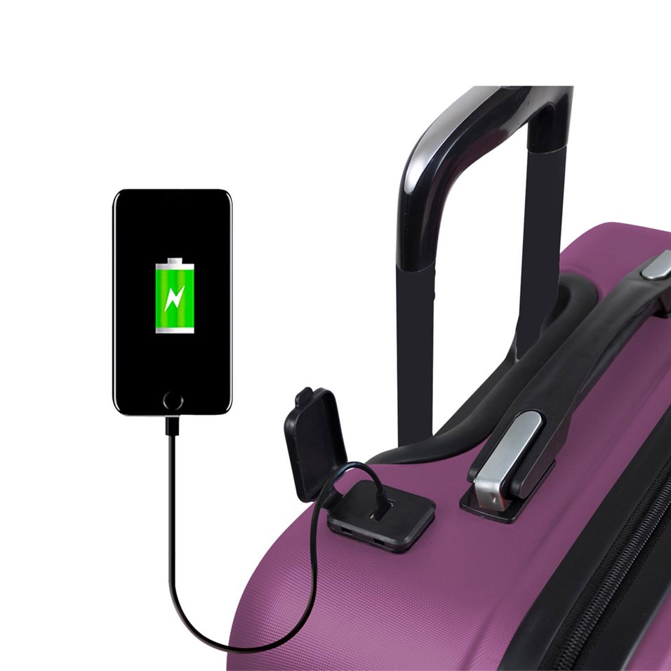 My Valice Smart Bag Energy Usb Şarj Girişli Küçük Kabin Boy Abs Valiz Mürdüm