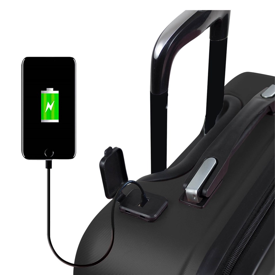 My Valice Smart Bag Energy Usb Şarj Girişli Orta Boy Abs Valiz Siyah