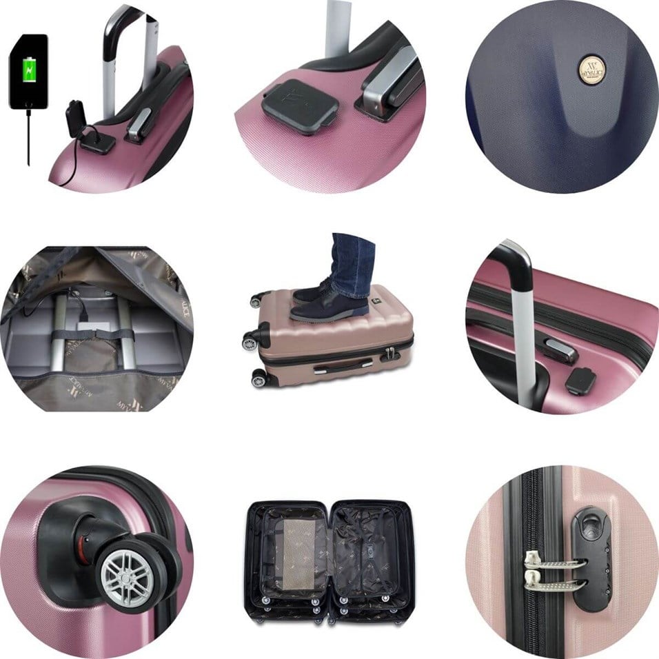 My Valice Smart Bag Energy Usb Şarj Girişli 2'li Valiz Seti (Kabin ve Orta) Bordo