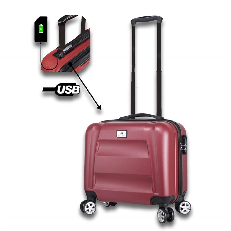 My Valice Smart Bag Exclusive Usb Şarj Girişli Hostes Pilot Boy Valiz Bordo
