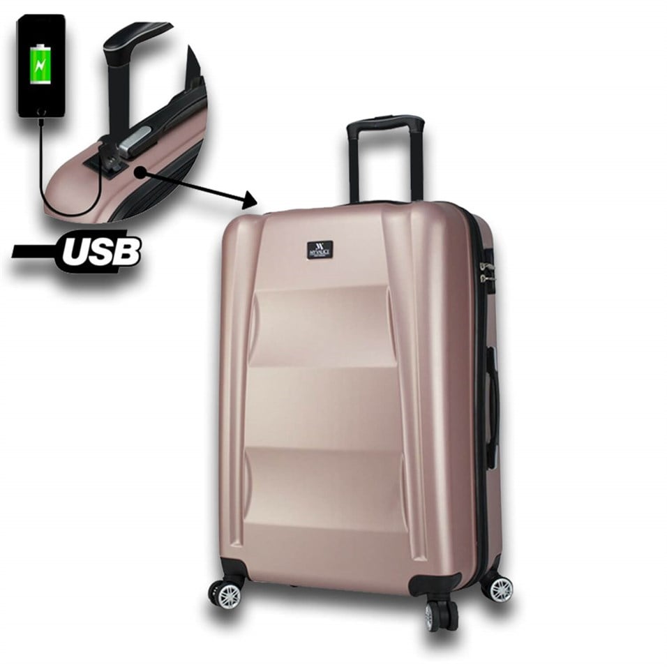 My Valice Smart Bag Exclusive Usb Şarj Girişli Büyük Boy Valiz Rose