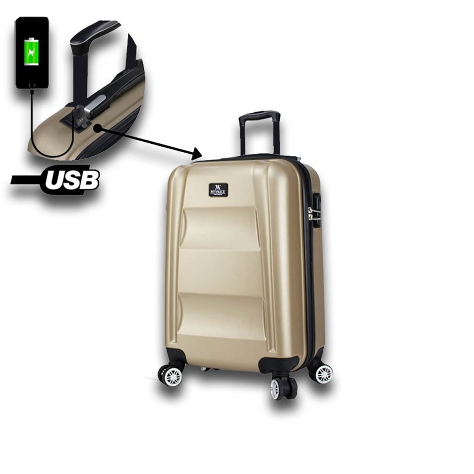 My Valice Smart Bag Exclusive Usb Şarj Girişli Kabin Boy Valiz Gold