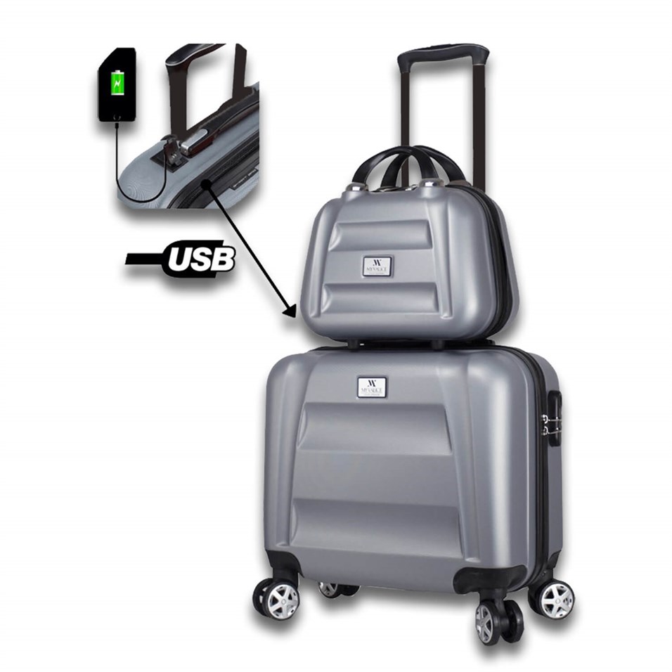 My Valice Smart Bag Exclusive Usb Şarj Girişli 2'li Valiz Seti (Pilot ve Makyaj) Gri