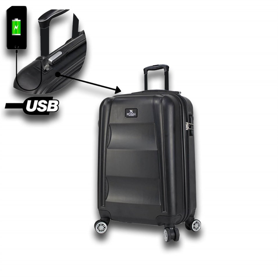 My Valice Smart Bag Exclusive Usb Şarj Girişli Kabin Boy Valiz Siyah