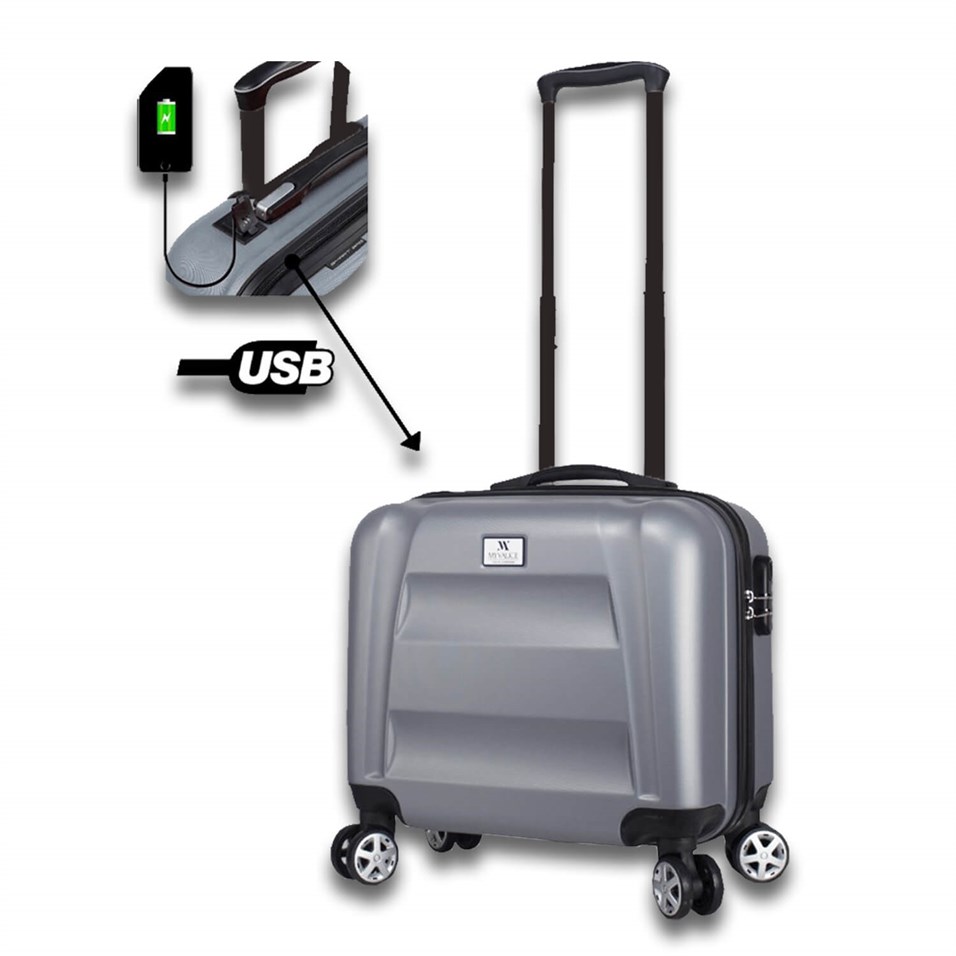 My Valice Smart Bag Exclusive Usb Şarj Girişli Hostes Pilot Boy Valiz Gri