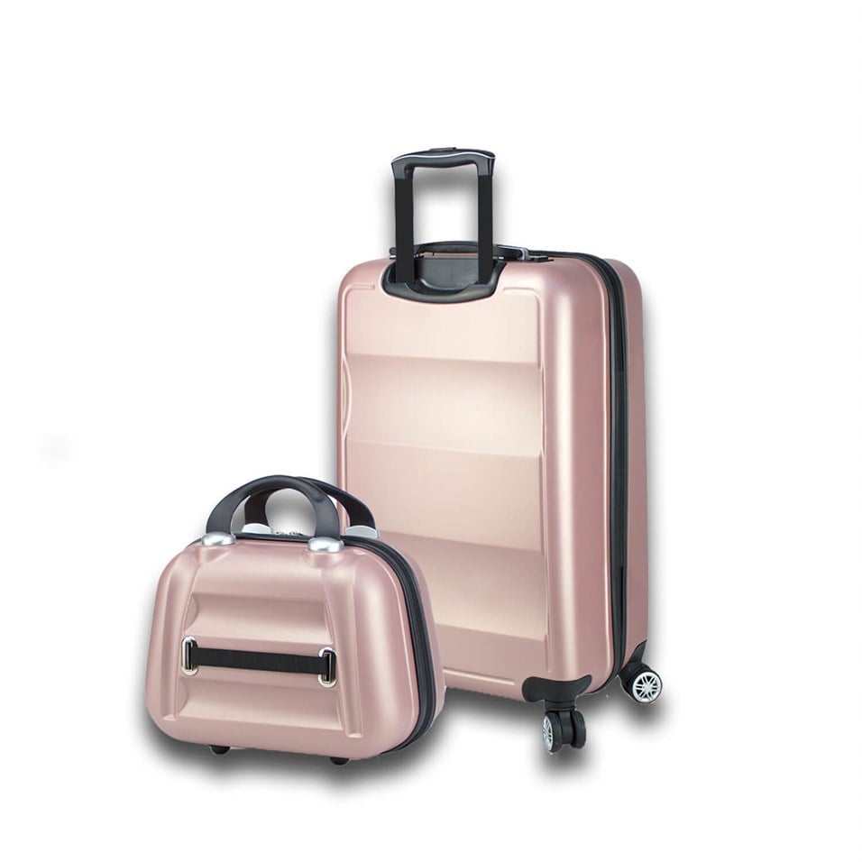 My Valice Smart Bag Exclusive Usb Şarj Girişli 2'li Valiz Seti (Kabin ve Makyaj) Rose