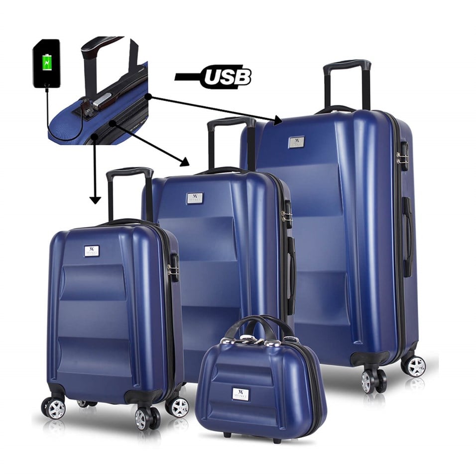 My Valice Smart Bag Exclusive Usb Şarj Girişli 4'lü Valiz Seti (Travel Set) Lacivert