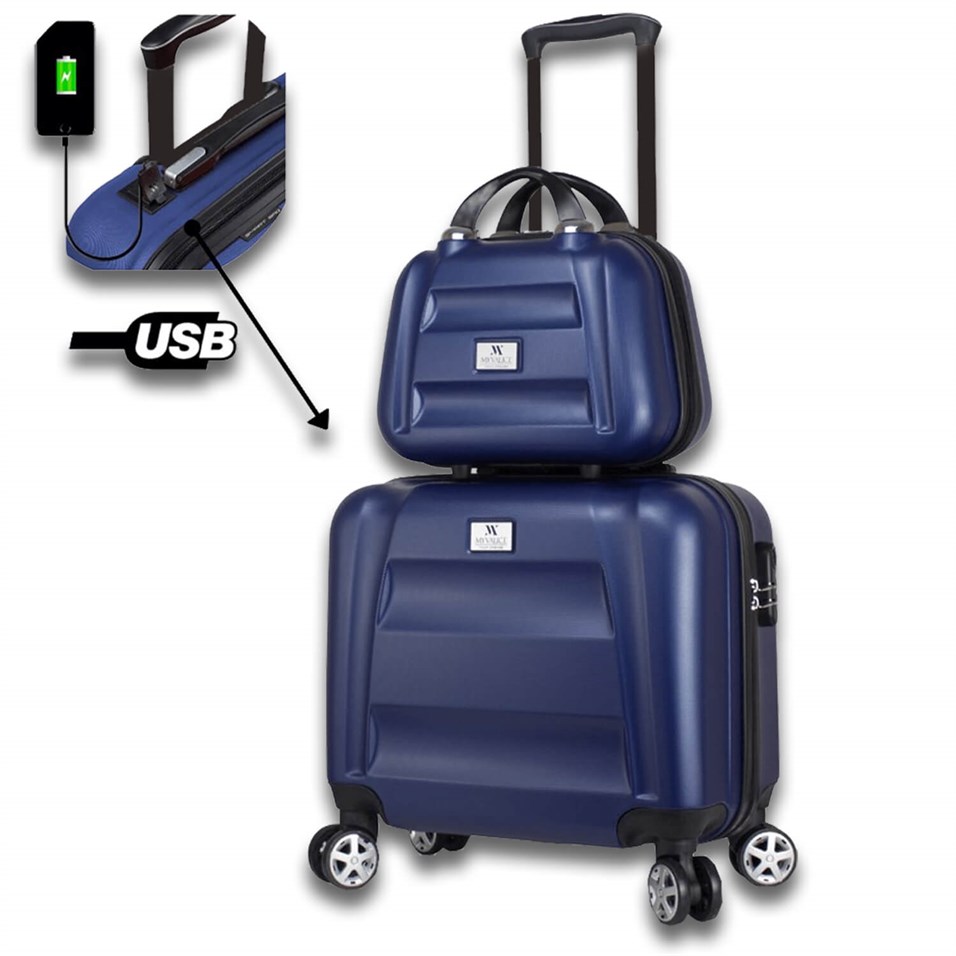 My Valice Smart Bag Exclusive Usb Şarj Girişli 2'li Valiz Seti (Pilot ve Makyaj) Lacivert