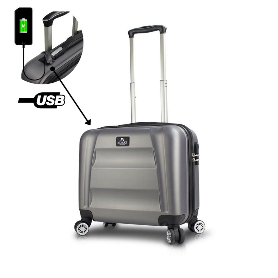 My Valice Smart Bag Exclusive Usb Şarj Girişli Hostes Pilot Boy Valiz Antrasit