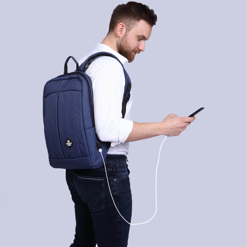 My Valice Smart Bag GALAXY With USB Charging Port Notebook Backpack Navy Blue