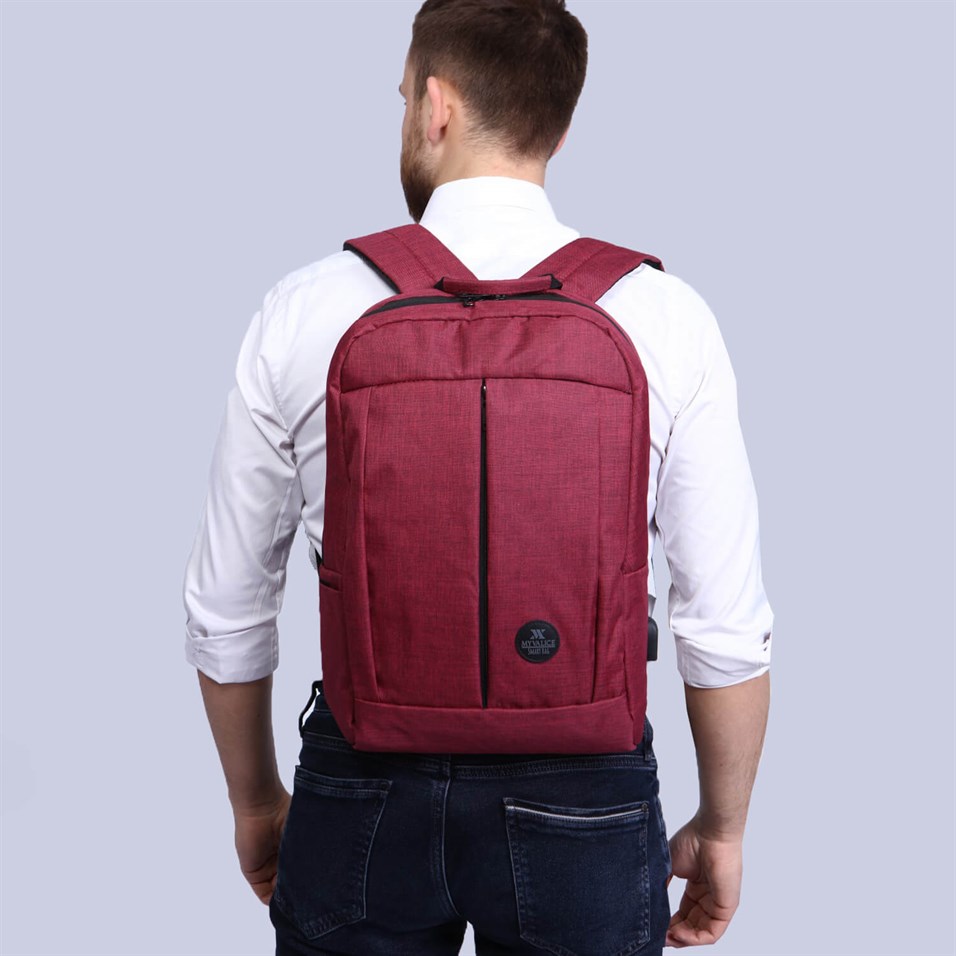 My Valice Smart Bag GALAXY With USB Charging Port Notebook Backpack Claret Red