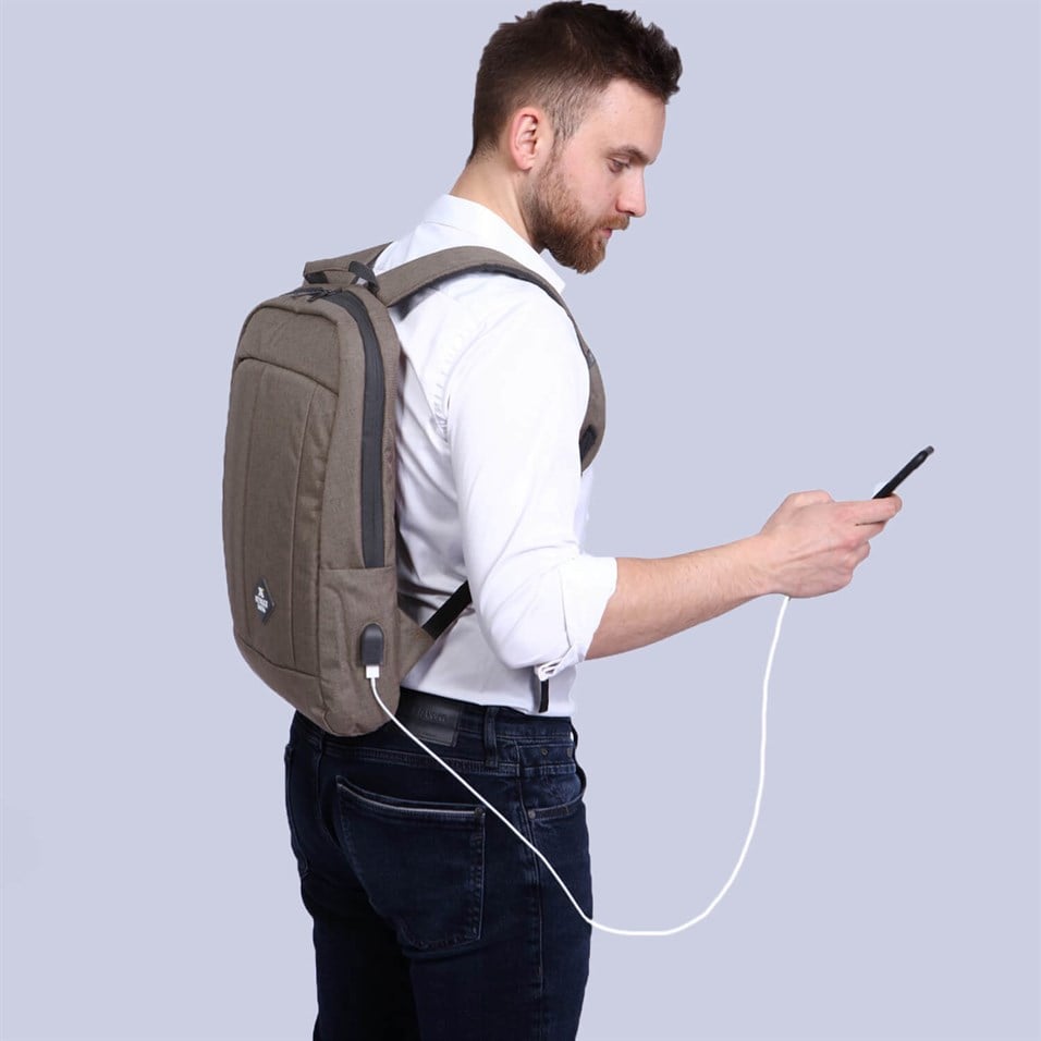 My Valice Smart Bag GALAXY With USB Charging Port Notebook Backpack Brown