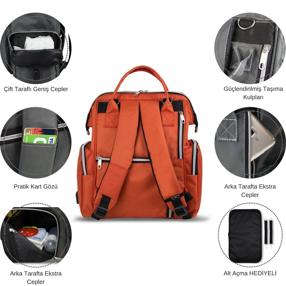 My Valice Smart Bag Happy Mom Usb'li Anne Bebek Bakım ve Sırt Çantası Açık Yeşil