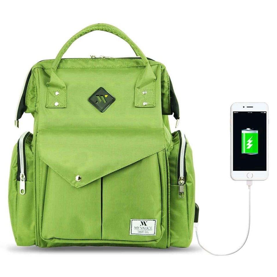 My Valice Smart Bag Happy Mom Usb'li Anne Bebek Bakım ve Sırt Çantası Açık Yeşil