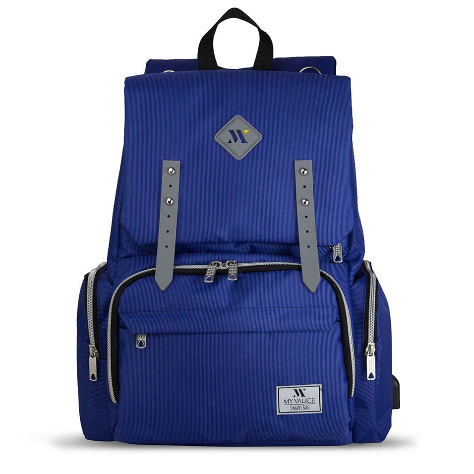 My Valice Smart Bag Mother Star Usb'li Anne Bebek Bakım ve Sırt Çantası Sax Mavi