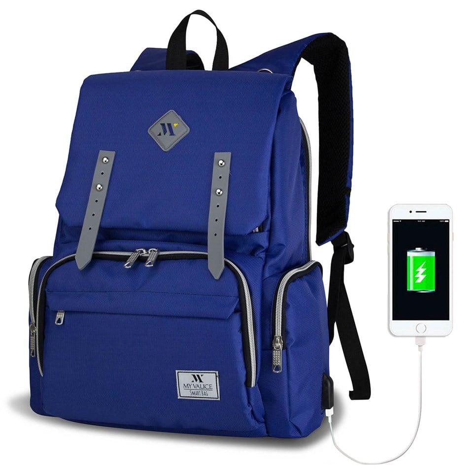 My Valice Smart Bag Mother Star Usb'li Anne Bebek Bakım ve Sırt Çantası Sax Mavi