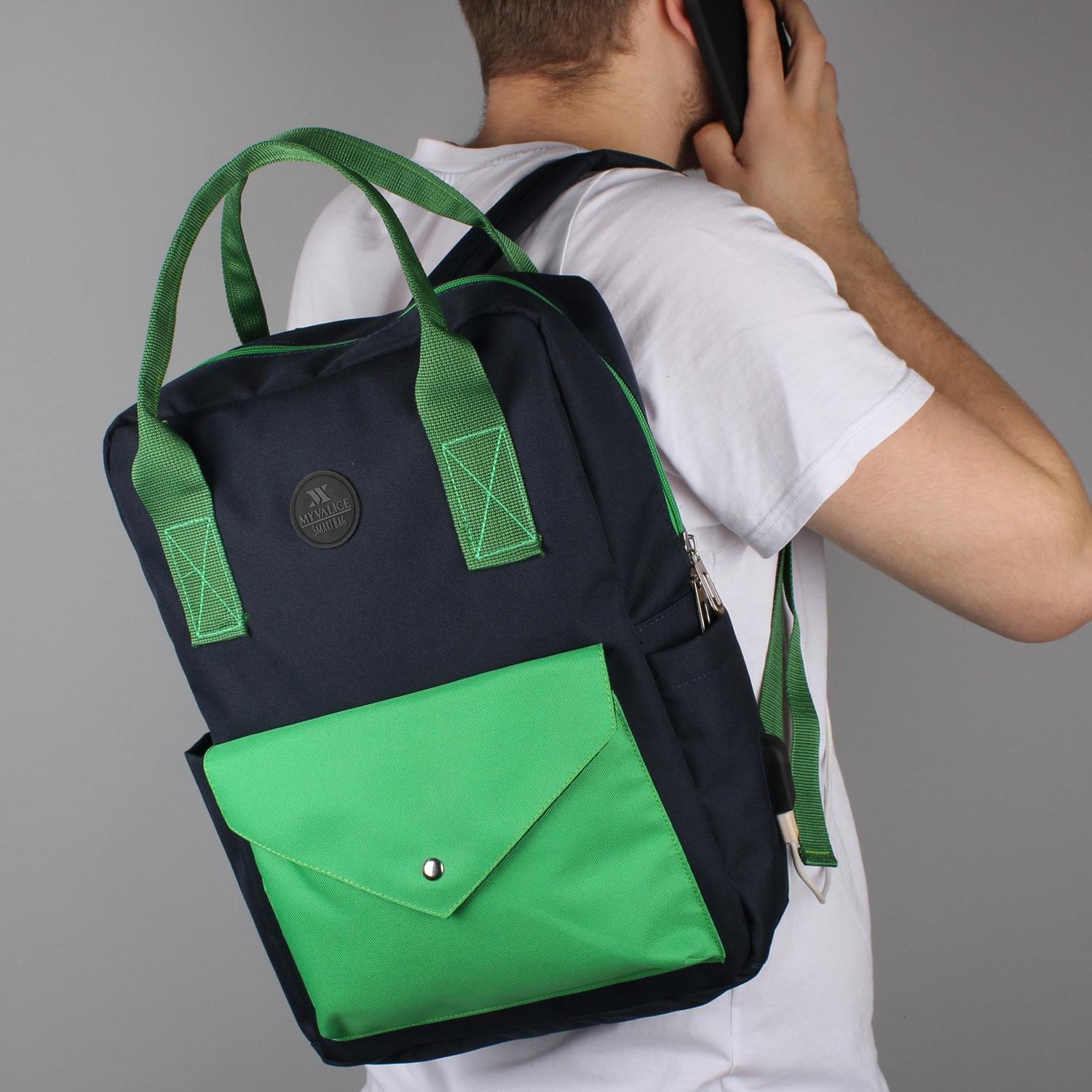 My Valice Smart Bag Post Usb Şarj Girişli Laptop Bölmeli Notebook Sırt Çantası Lacivert