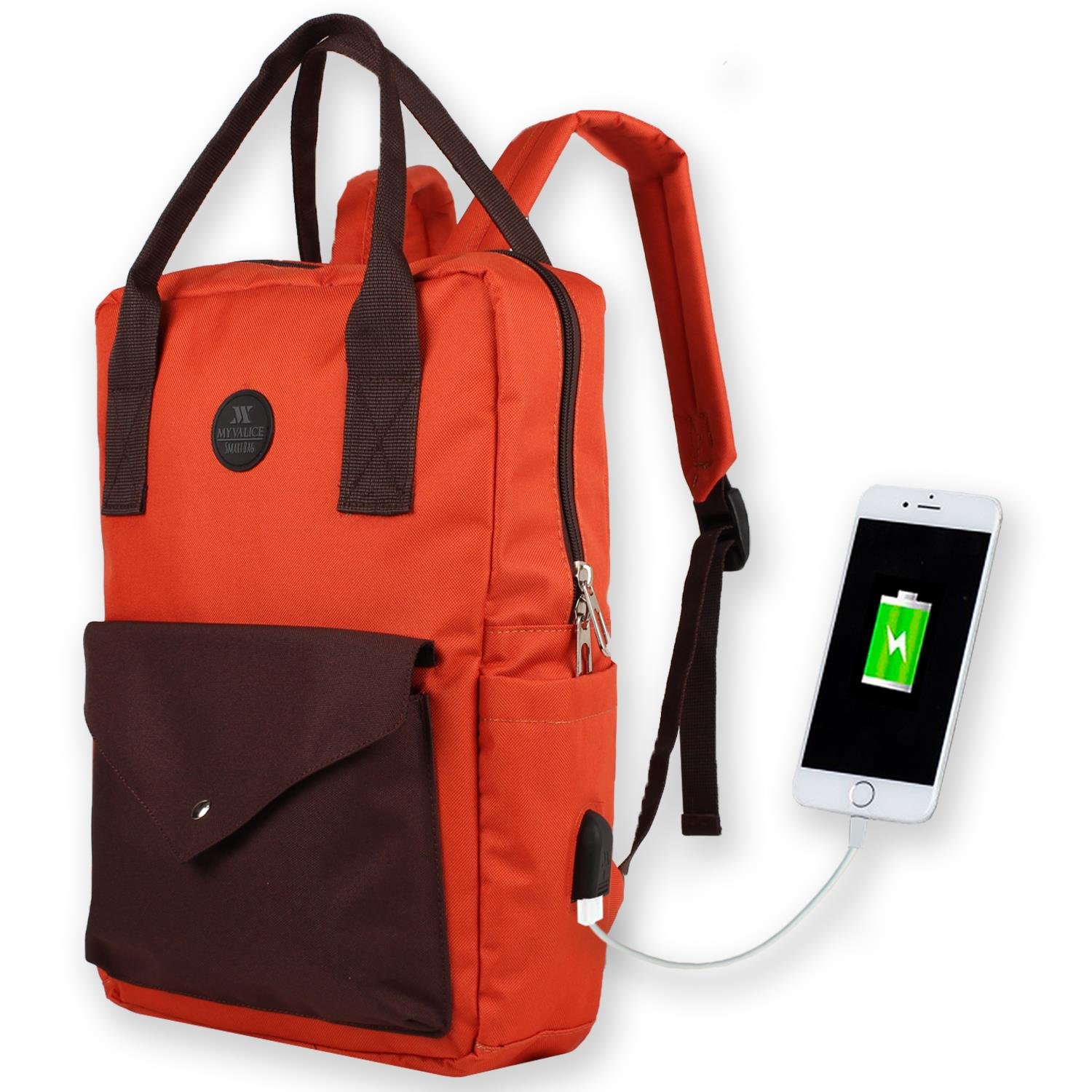 My Valice Smart Bag Post Usb Şarj Girişli Laptop Bölmeli Notebook Sırt Çantası Kiremit