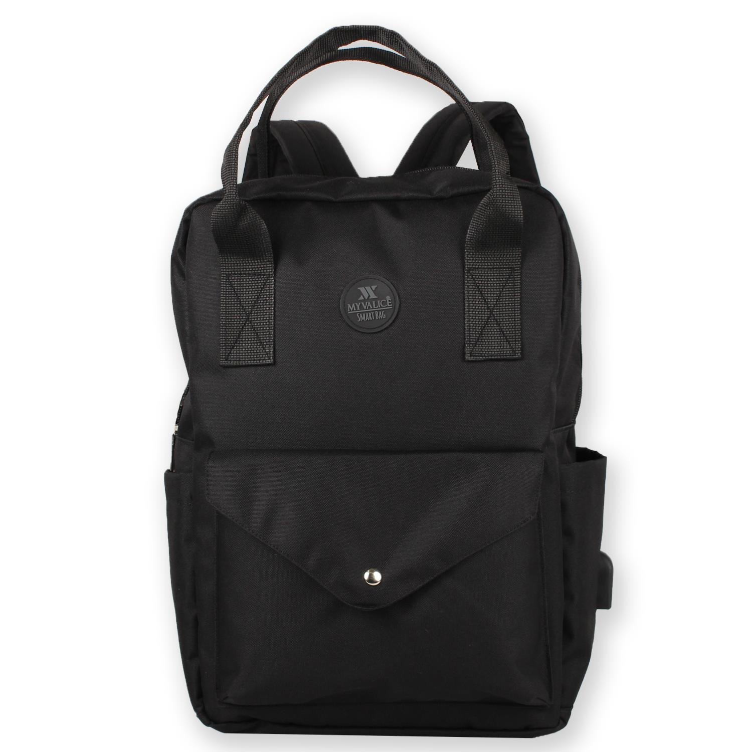 My Valice Smart Bag Post Usb Şarj Girişli Laptop Bölmeli Notebook Sırt Çantası Siyah