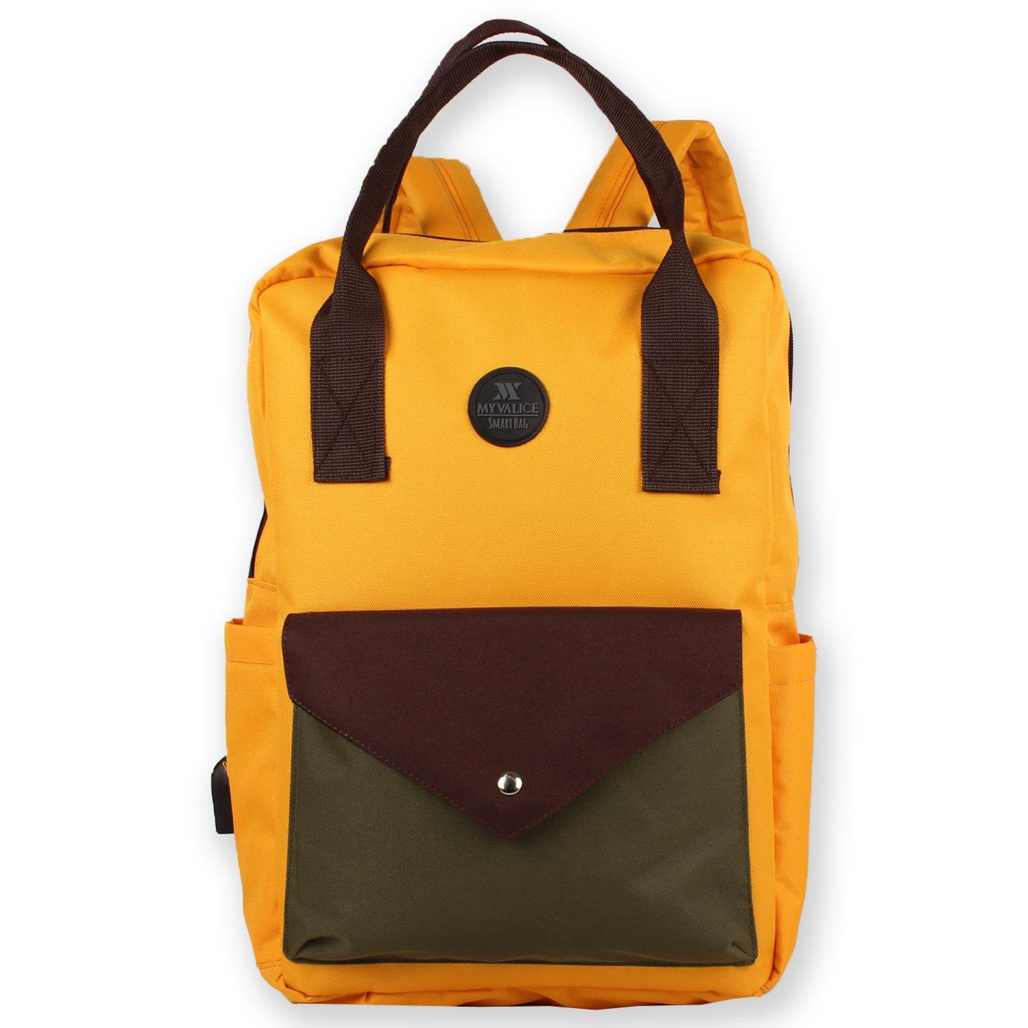 My Valice Smart Bag Post Usb Şarj Girişli Laptop Bölmeli Notebook Sırt Çantası Hardal