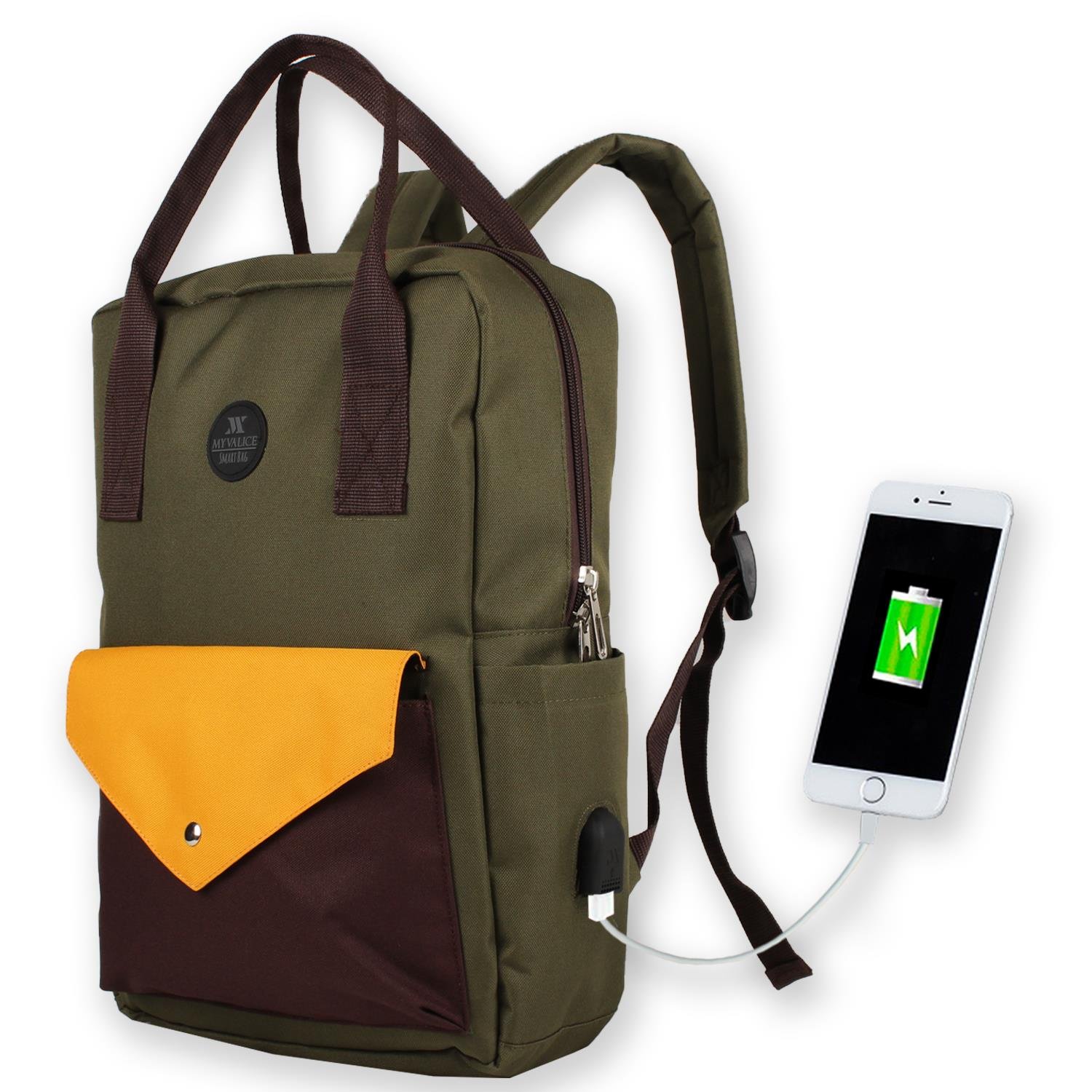 My Valice Smart Bag Post Usb Şarj Girişli Laptop Bölmeli Notebook Sırt Çantası Haki