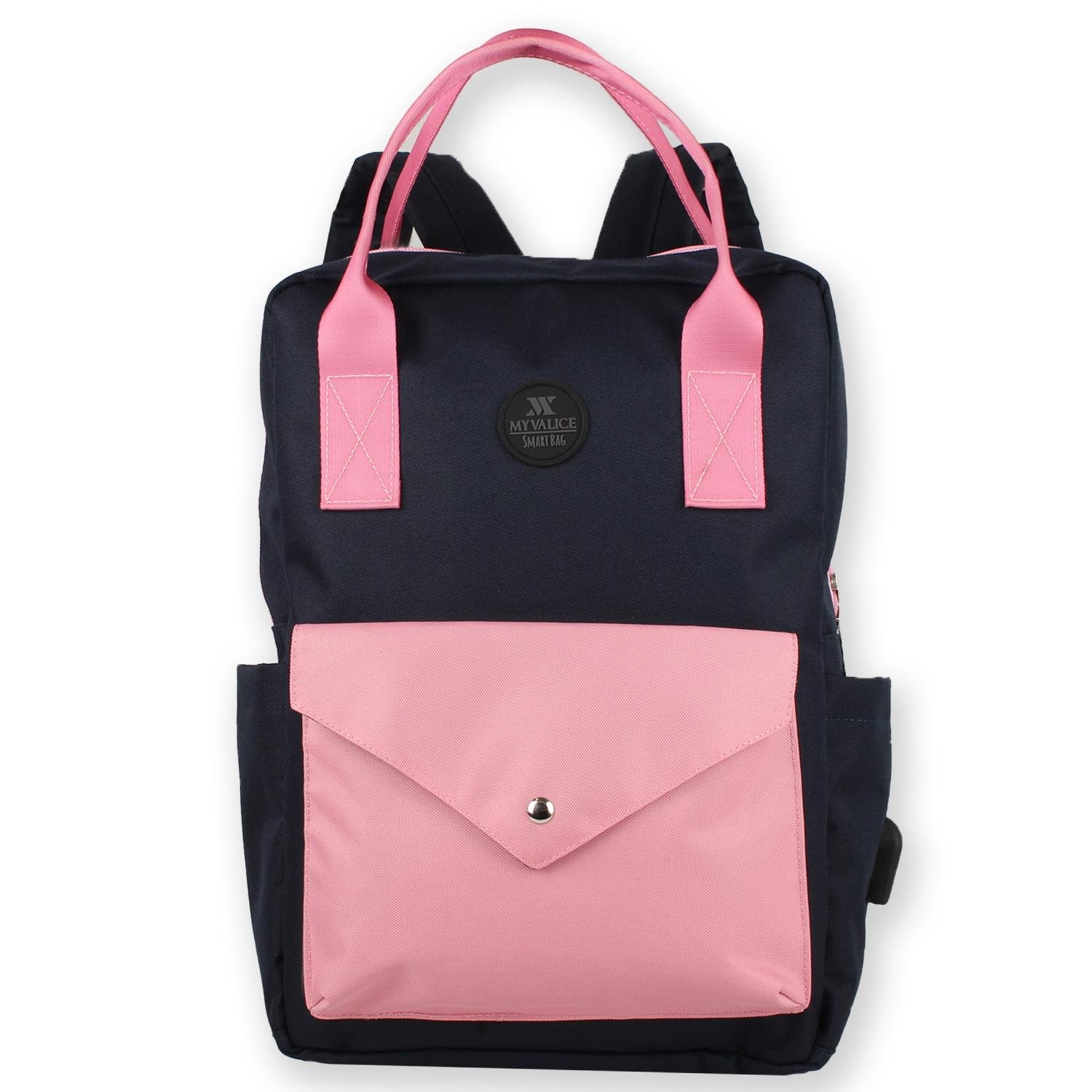 My Valice Smart Bag Post Usb Şarj Girişli Laptop Bölmeli Notebook Sırt Çantası Pembe