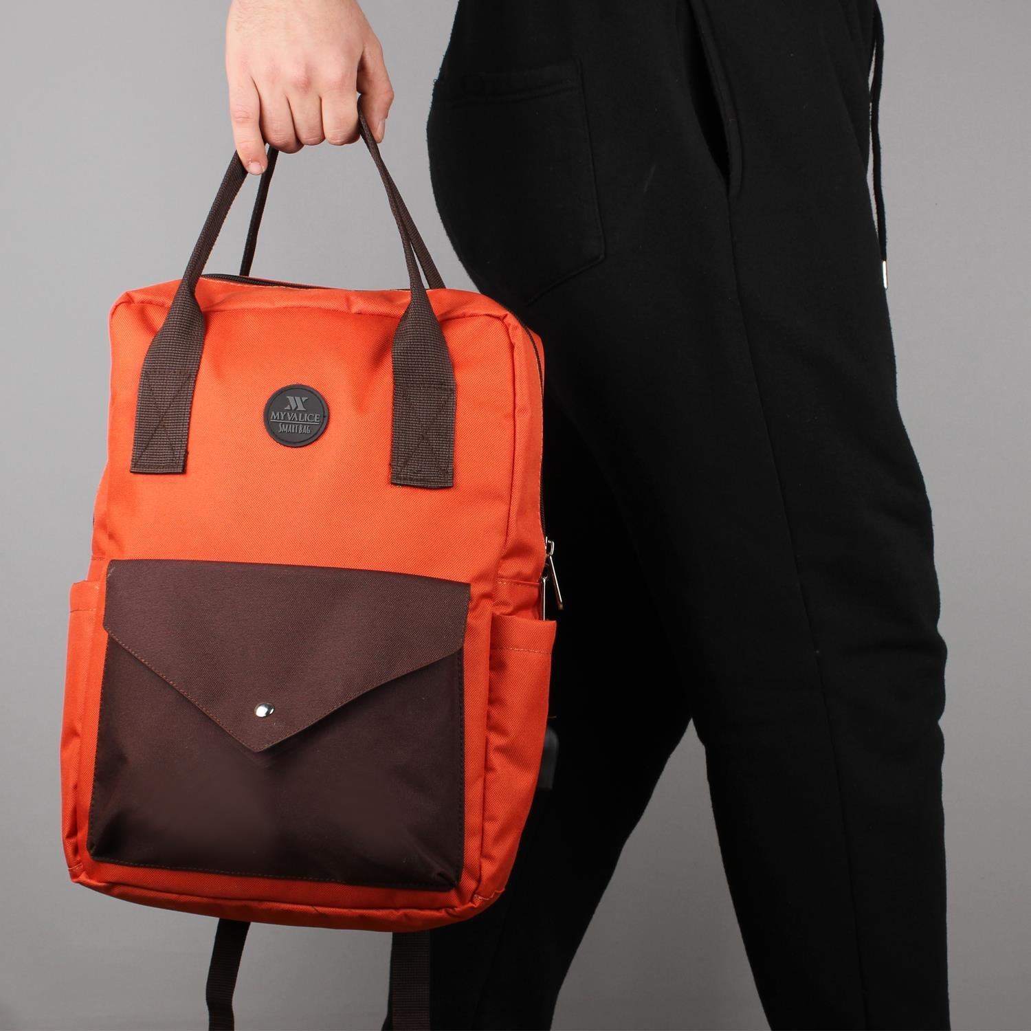 My Valice Smart Bag Post Usb Şarj Girişli Laptop Bölmeli Notebook Sırt Çantası Kiremit