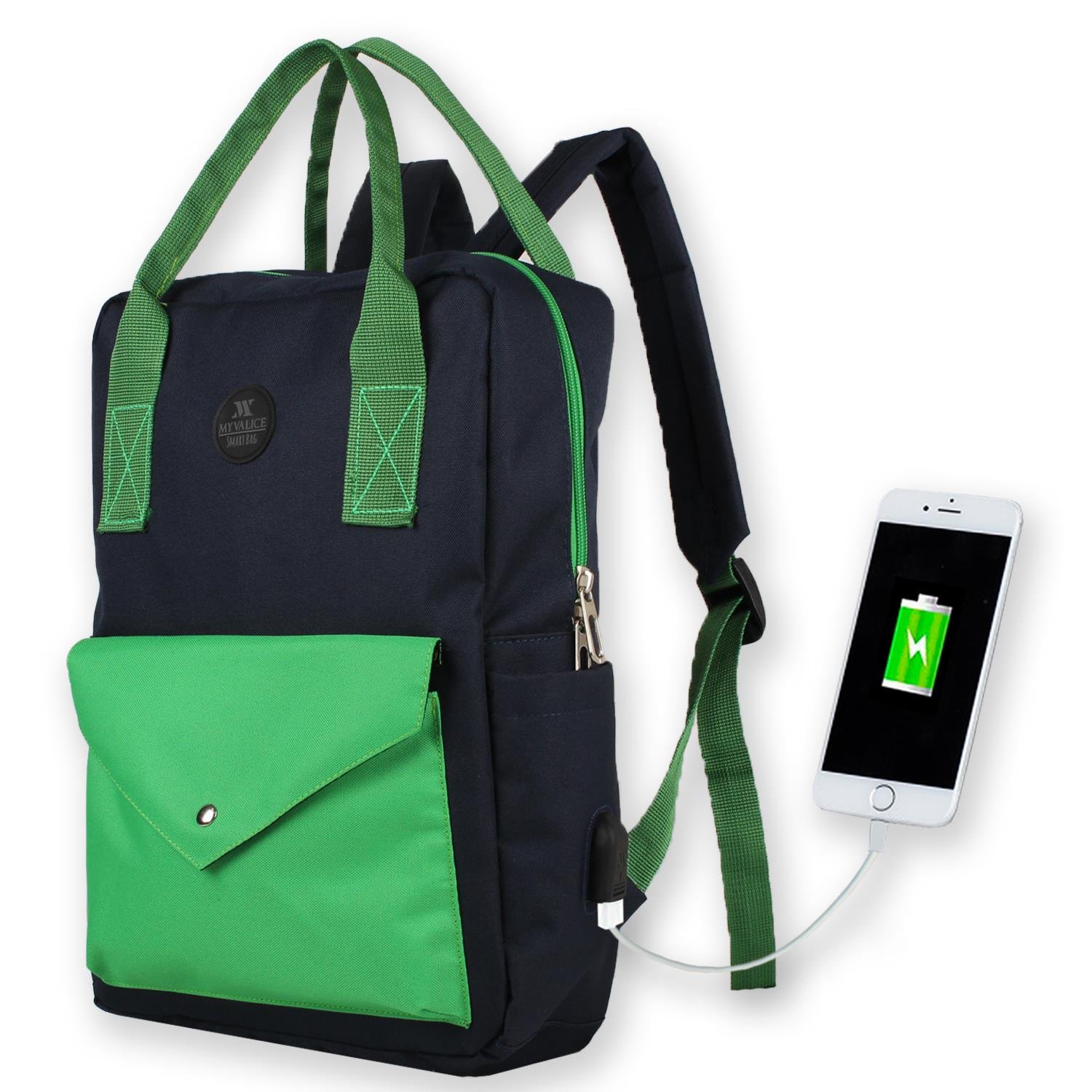 My Valice Smart Bag Post Usb Şarj Girişli Laptop Bölmeli Notebook Sırt Çantası Lacivert