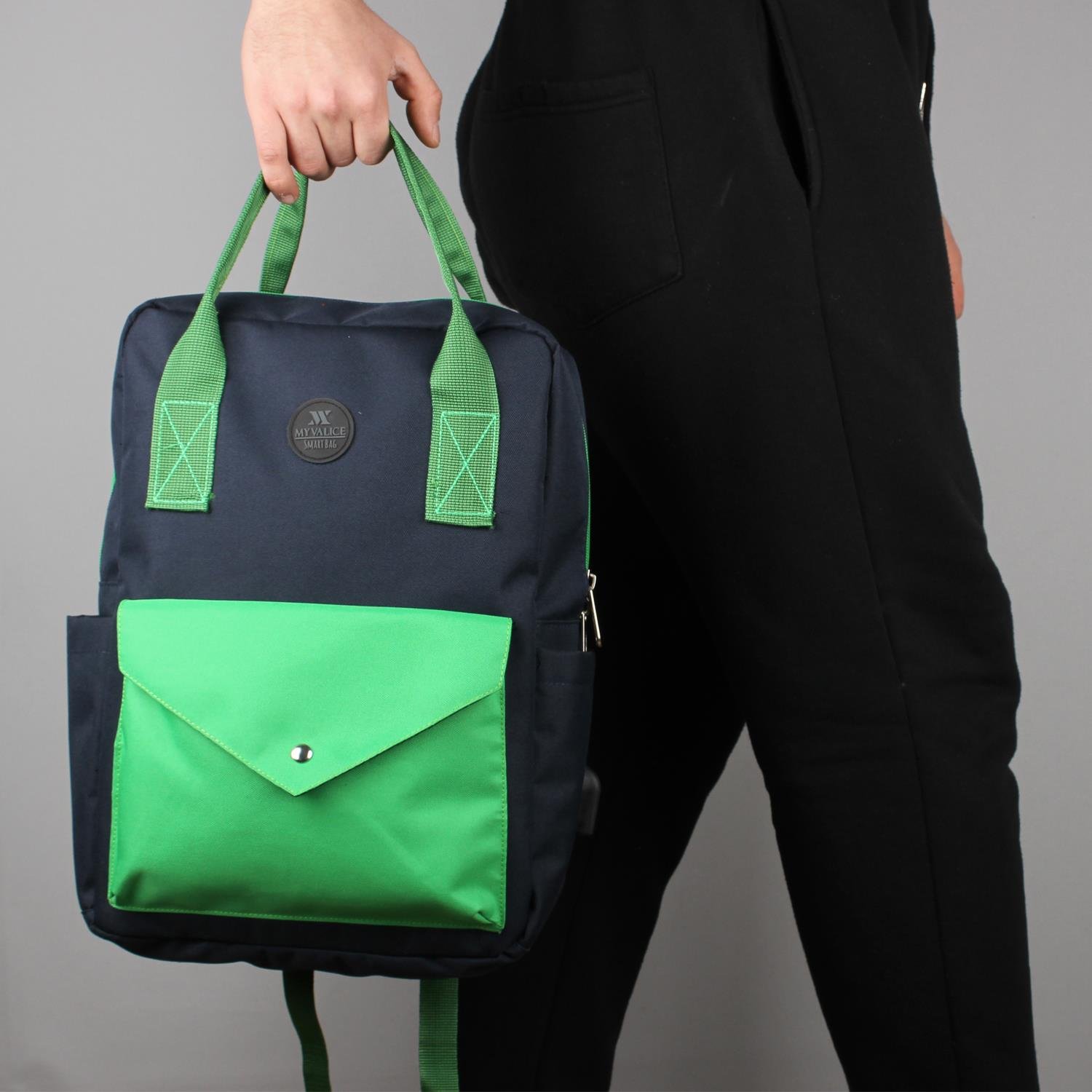 My Valice Smart Bag Post Usb Şarj Girişli Laptop Bölmeli Notebook Sırt Çantası Lacivert