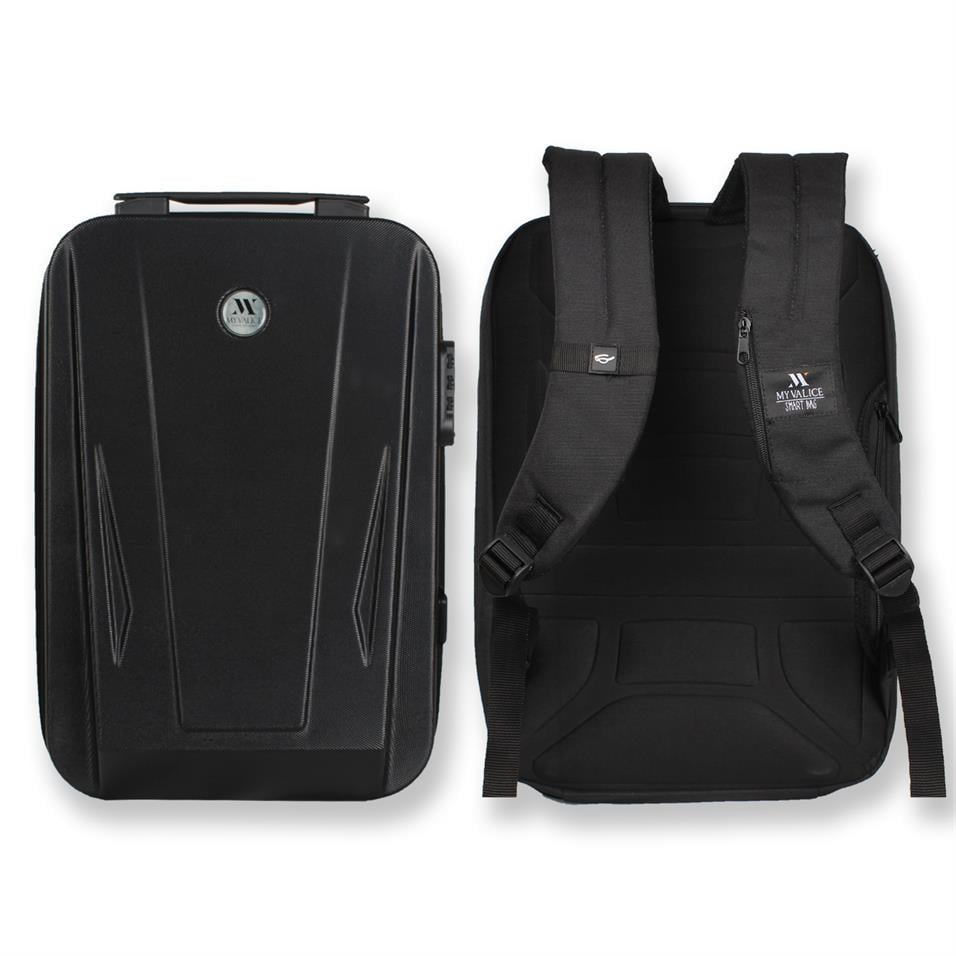 My Valice Smart Bag SHARP Usb Şarj Girişli Unisex ABS Akıllı Sırt Çantası Siyah